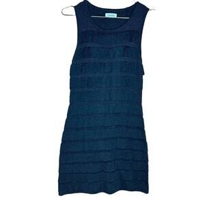 Calvin Klein Womens Size‎ SP Sweater Dress Gray Ruffle Layers Sleeveless Petite